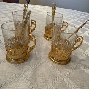 Elegant Gold and Glass Tea Set